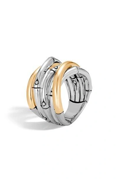 John Hardy Bamboo Gold Sterling Silver Ring In Silver/ Gold