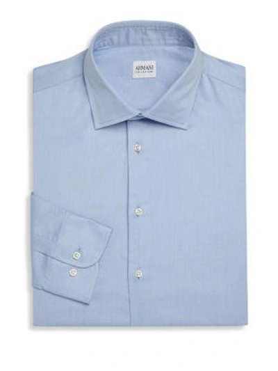 Giorgio Armani Solid Slim-fit Dress Shirt In Solid Light Blue