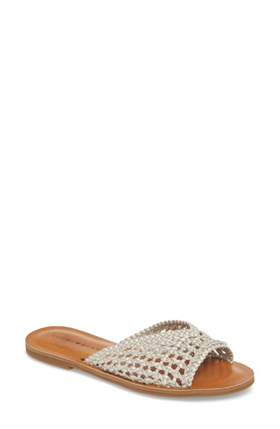 Lucky Brand Adolela Slide Sandal In Washed Silver Leather