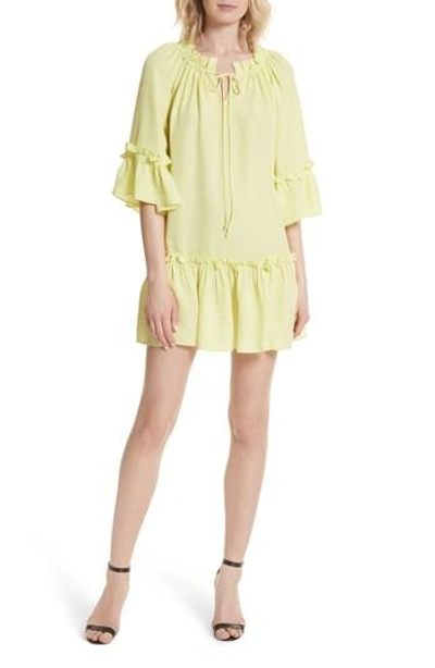 Milly Santorini Ruffle Mini Dress In Lemon Yellow