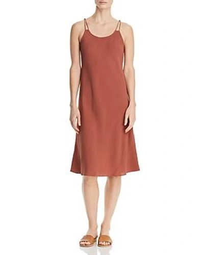 Eileen Fisher Double Strap Silk Slipdress In Russet