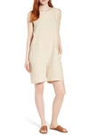 Eileen Fisher Sleeveless Organic Linen Short Jumpsuit In Undyed Natural