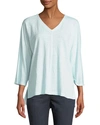 Eileen Fisher Linen Jersey V-neck Top, Plus Size In Pool