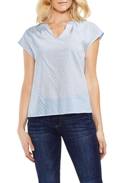 Vince Camuto Floral Embroidered Top In Dew Blue