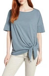 Eileen Fisher Organic Cotton Tie-hem T-shirt In Blue Steel