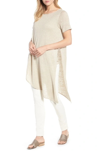 Eileen Fisher Organic Linen Knit Asymmetric Tunic, Petite In Undyed Natural