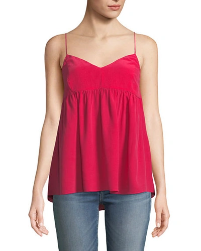 7 For All Mankind Babydoll Silk Camisole Top In Hot Pink