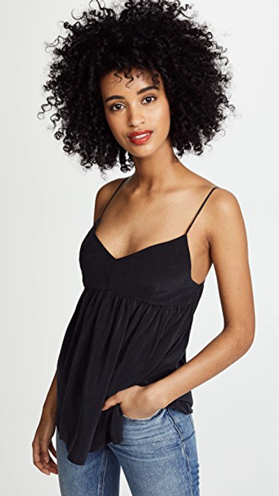 7 For All Mankind Babydoll Silk Camisole Top In Black