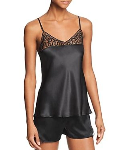 Ginia Twisted Lace Silk Cami In Black