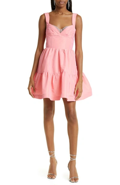 Rebecca Vallance Brydie Diamante Corset Taffeta Fit & Flare Dress In Pink
