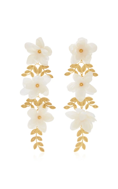 Mallarino Gaby Gold Vermeil And Silk Earrings In White
