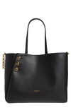 Balmain Embleme Large Leather Shopping Tote With Removable Pouch In 0pa Black