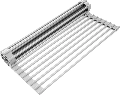 Zulay Kitchen Multipurpose Stainless Steel Roll-up Sink Drying Rack And Trivet Large In Grey