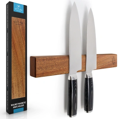 Zulay Kitchen 12inch Seamless Acacia Wood Magnetic Knife Holder In Multi