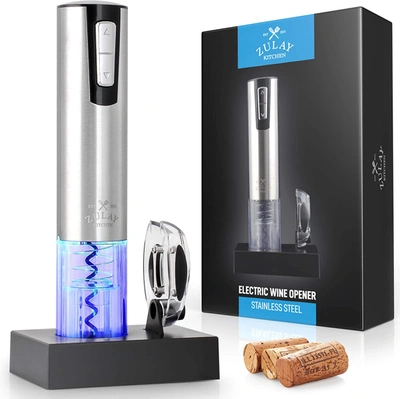 Zulay Kitchen Electric Wine Opener With Charging Base And Foil Cutter In Silver