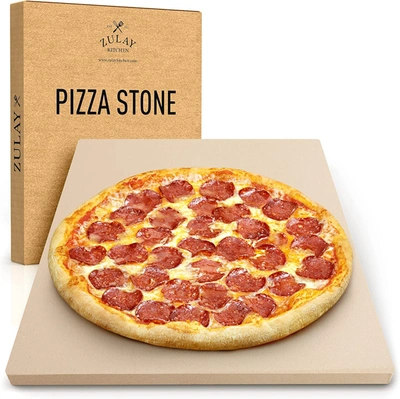 Zulay Kitchen Large Pizza Stone For Oven And Grill In Brown
