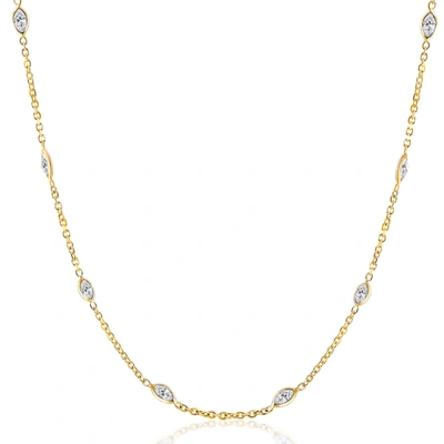 Pompeii3 3 1/4ct Oval Shape Diamonds By The Yard Necklace 14k Yellow Gold Lab Grown 18" In Multi