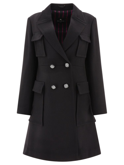 Etro Coat With Floral Buttons In Black