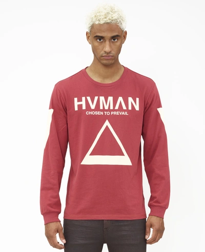 Hvman Triangle Logo Crewneck Long Sleeve Graphic Tee In Pink
