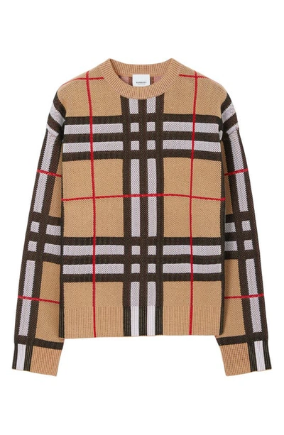 Burberry Checked Knitted Sweater In Archive Beige