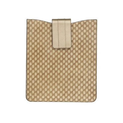 Gucci Ipad Leatter Logo Cover In Gold