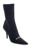 Balenciaga Knife Sock Bootie In Black/ White