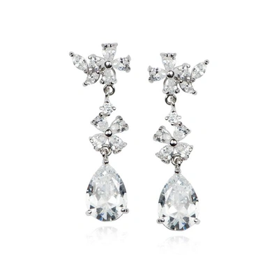Apples & Figs Silver Tone Cherry Blossoming Diamond Earrings