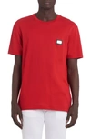 Dolce & Gabbana Logo Plate Crewneck Cotton T-shirt In Rojo