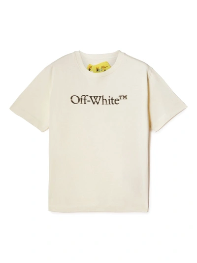 Off-white Kids' Off White T-shirt Nera In Jersey Di Cotone Bambino