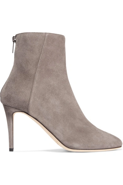 Jimmy Choo Duke Suede 65mm Ankle Boot, Taupe Gray In Light Gray