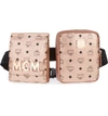 Mcm Stark Canvas Double Belt Bag - Metallic In Champagne/rose Gold