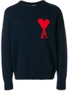 Ami Alexandre Mattiussi Oversized Ami De Coeur Crewneck Sweater In Blue