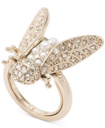 Marchesa Gold-tone Crystal & Imitation Pearl Garden Ring