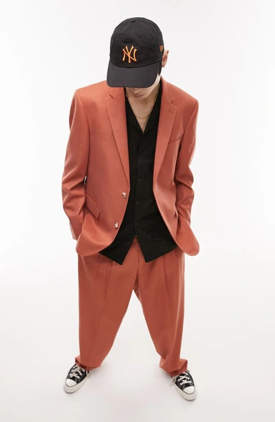 Topman Single Breasted Relaxed Fit Suit Jacket In Brown