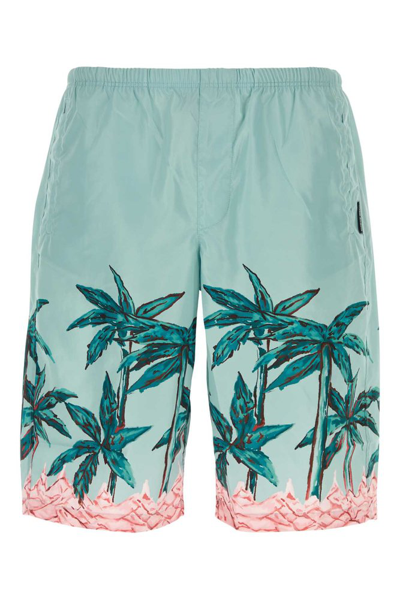 Palm Angels Palms Row Knee-length Swim Shorts In Blue