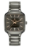 Rado Unisex Swiss Automatic True Square Gray High-tech Ceramic Bracelet Watch 38mm In Plasma