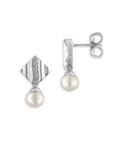 Majorica 6mm White Faux Pearl, Crystal & Sterling Silver Drop Earrings