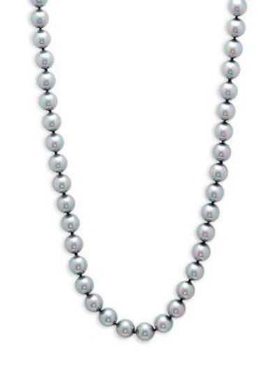 Majorica Estela Faux Pearl & Sterling Silver Necklace In Grey