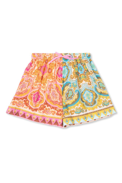Zimmermann Kids' Girls Pink Cotton Bandana Print Shorts
