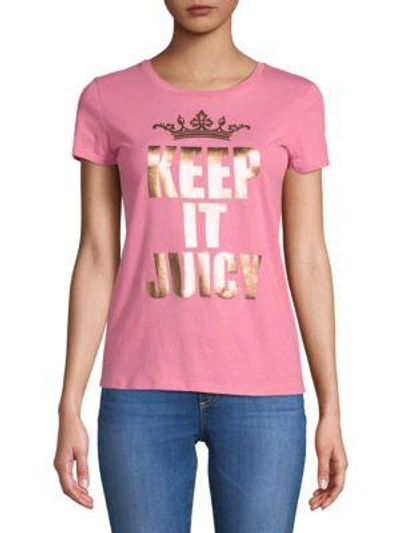Juicy Couture Black Label Keep It Juicy Cotton Tee In Cameo