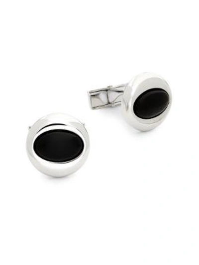 Hickey Freeman Classic Round Cufflinks In Black