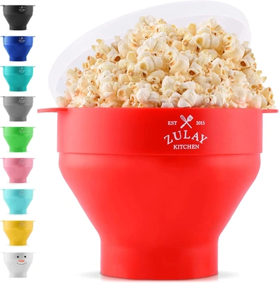 Zulay Kitchen Collapsible Silicone Popcorn Maker In Red