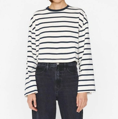 Frame Crop Bell Sleeve Tee In Navy Multi