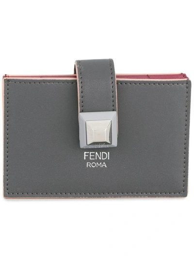 Fendi Snap Fastening Card Holder In Grey