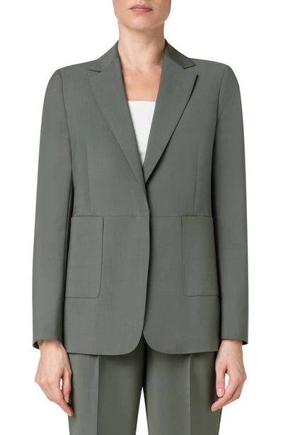 Akris Punto Women's Cool Wool Hidden Button Jacket In Olive