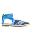 Jw Anderson Open Flat Logo Ballerinas In Blue