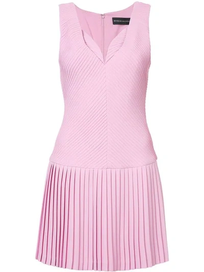 Brandon Maxwell Gloria Crepe Pleated Dress In Pink