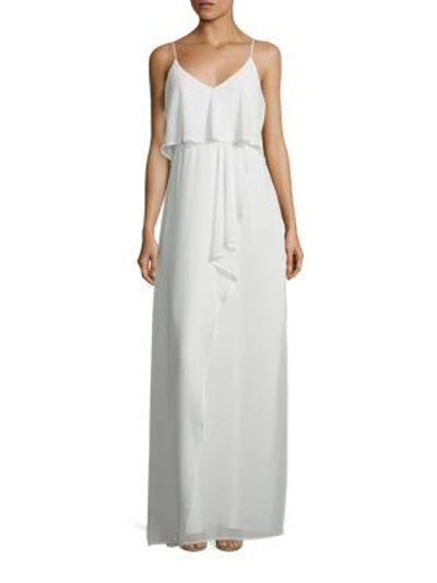 Laundry By Shelli Segal Popover Chiffon Gown In Marshmallow