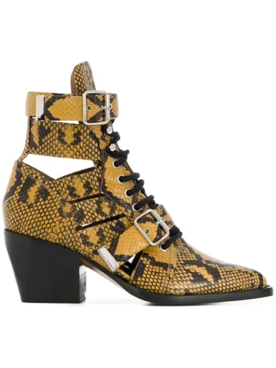 Chloé Python Print Rylee Boots In Yellow