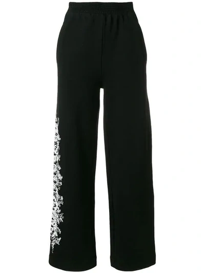 Off-white Side Print Wide Leg Joggers - Black